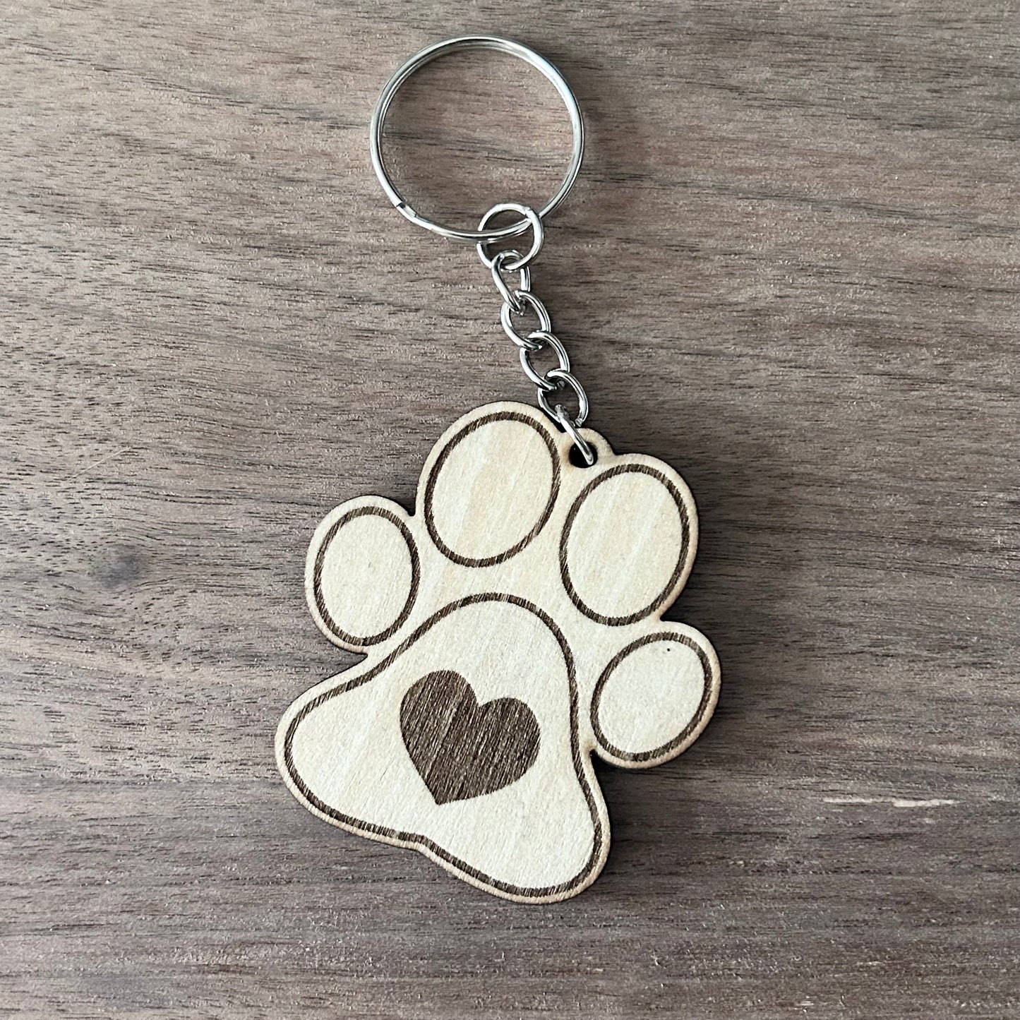 Wooden Paw Keychain