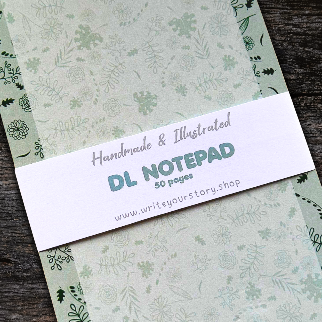 Green Floral DL Notepad