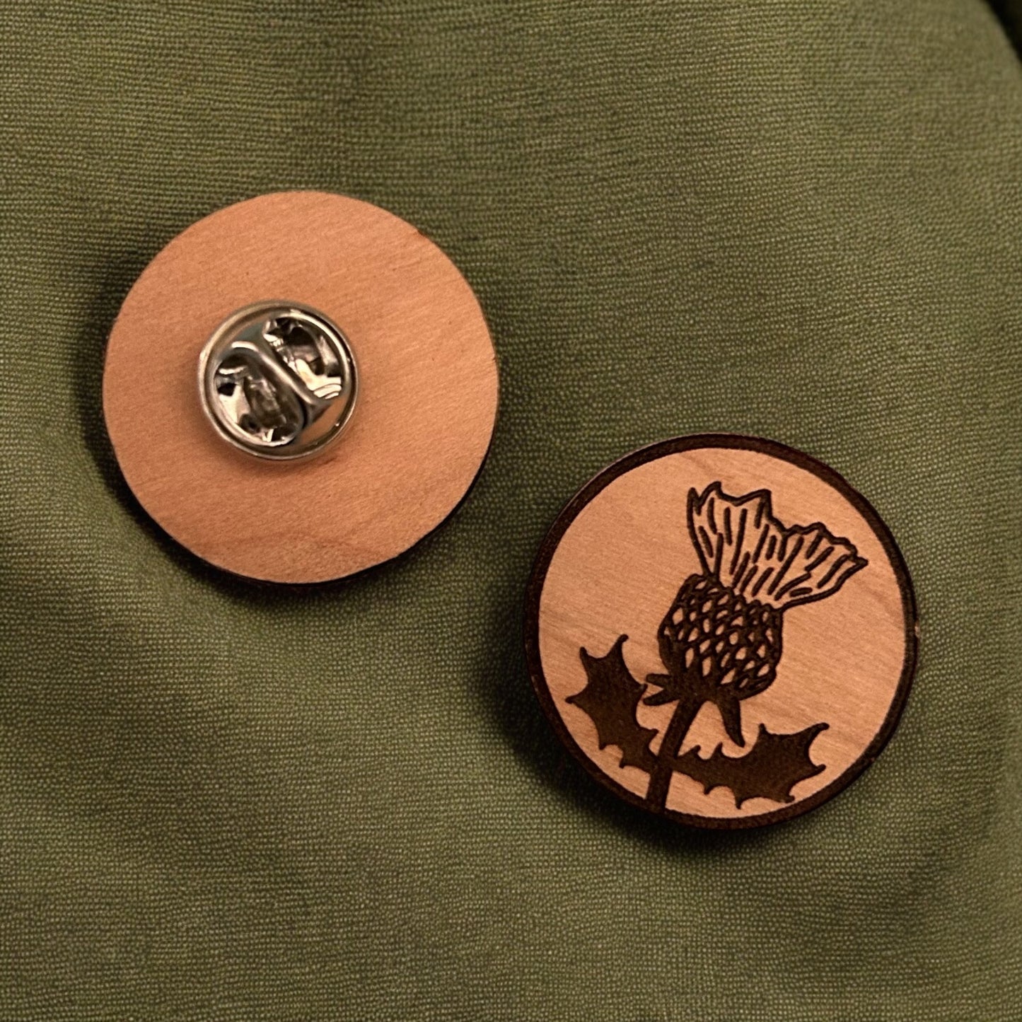 Wooden Thistle Pin
