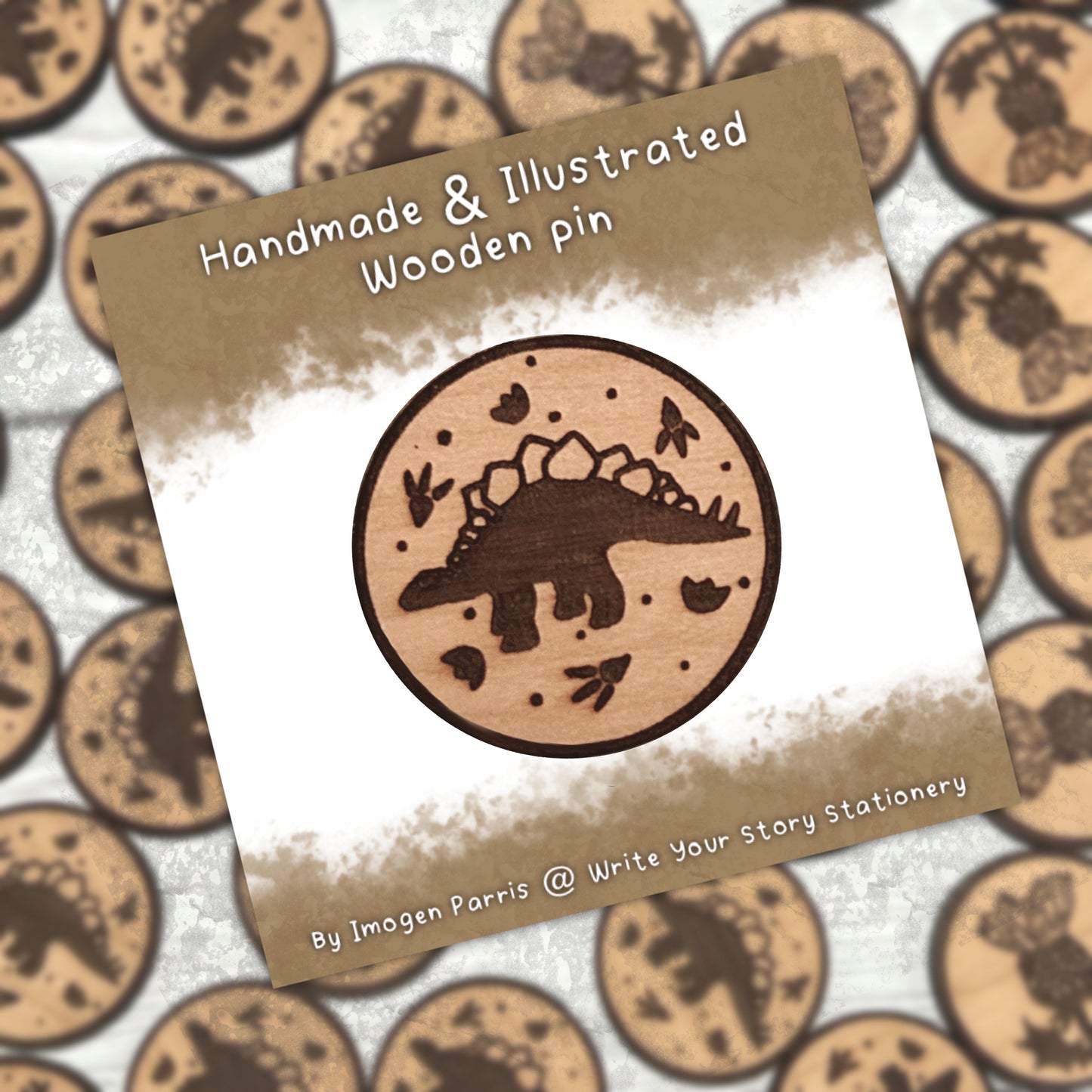 Wooden Dinosaur Pin