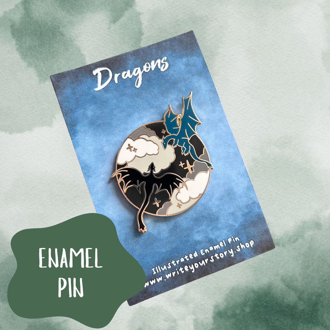 Dragon Enamel Pin - Blue + Black