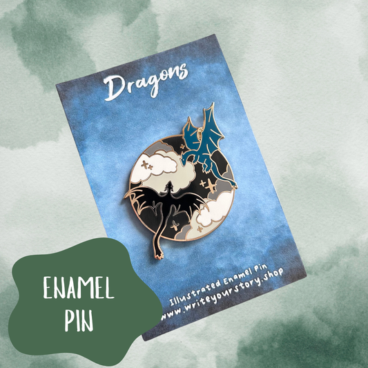 Dragon Enamel Pin - Blue + Black