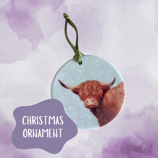 Highland Cow Ceramic Christmas Decoration