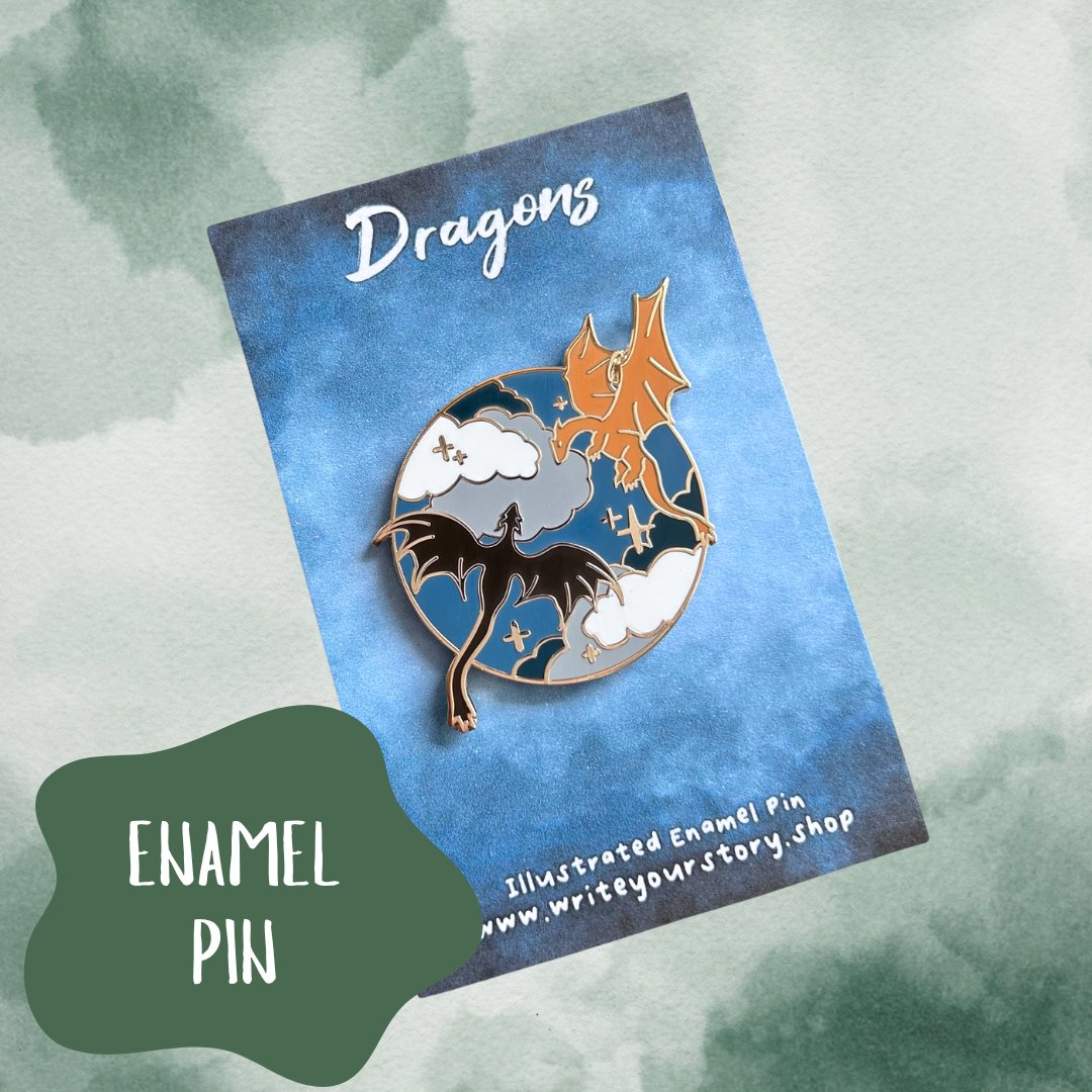 Dragon Enamel Pin - Orange + Brown