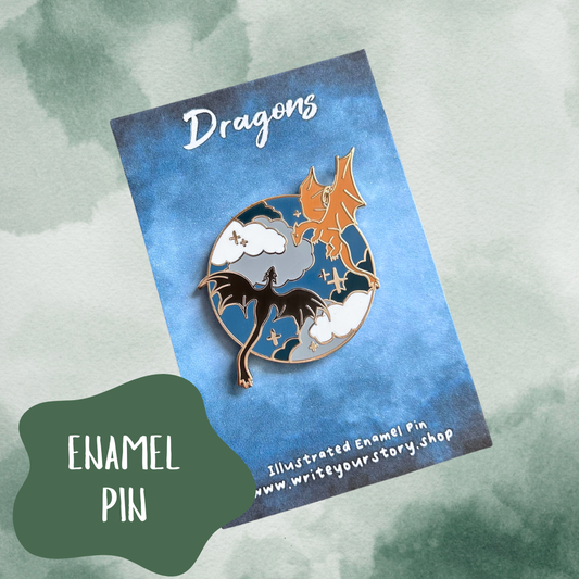 Dragon Enamel Pin - Orange + Brown