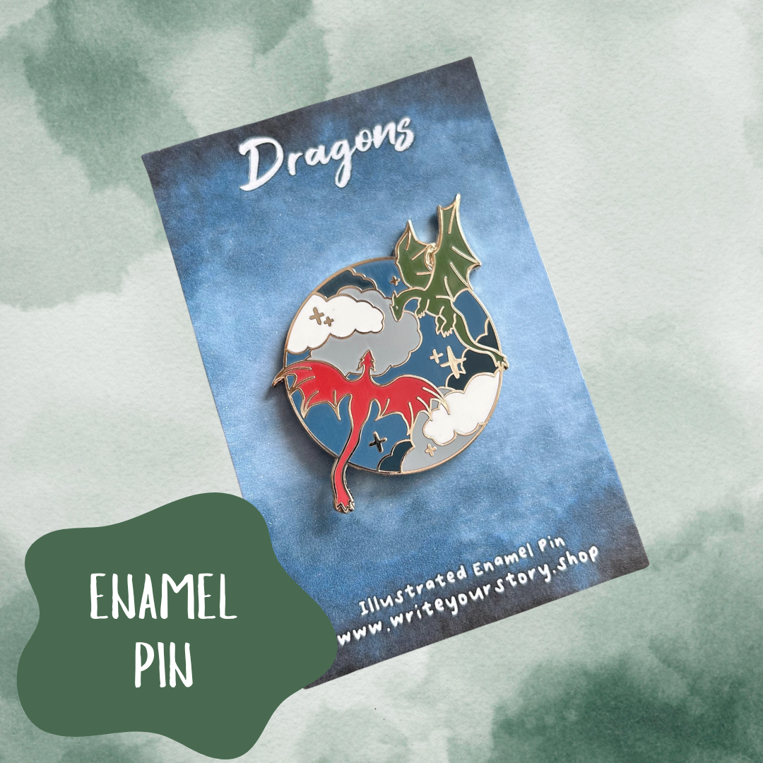 Dragon Enamel Pin - Red + Green