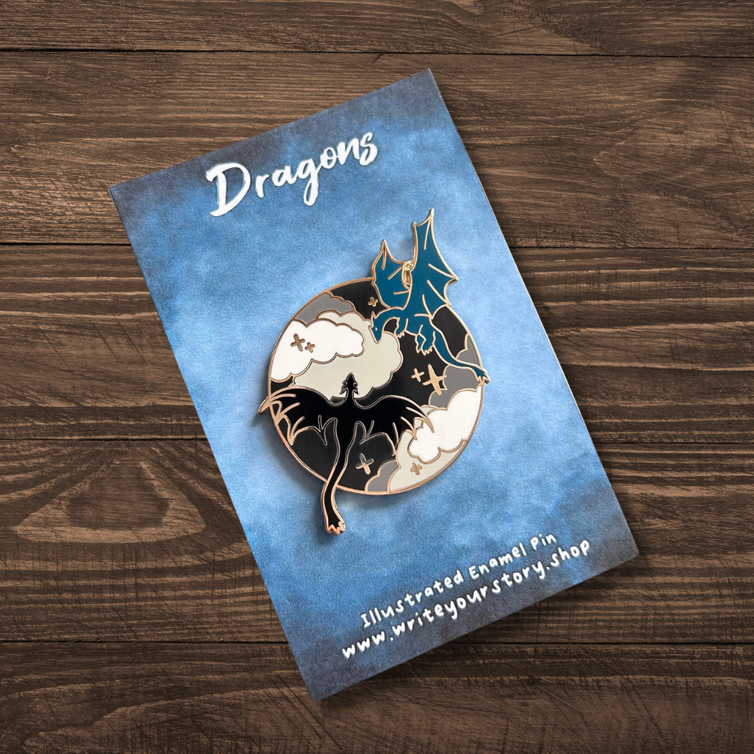 Dragon Enamel Pin - Blue + Black