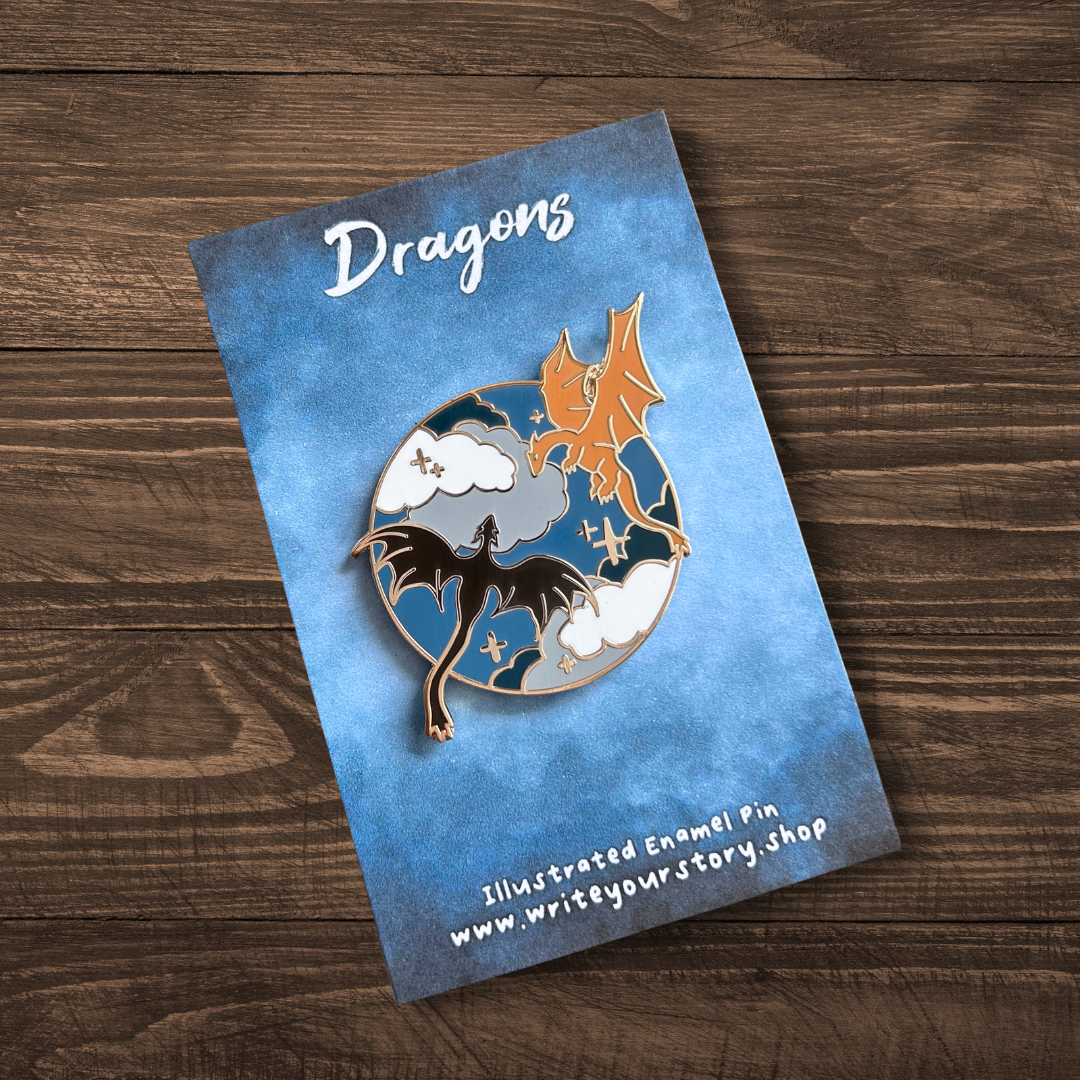 Dragon Enamel Pin - Orange + Brown