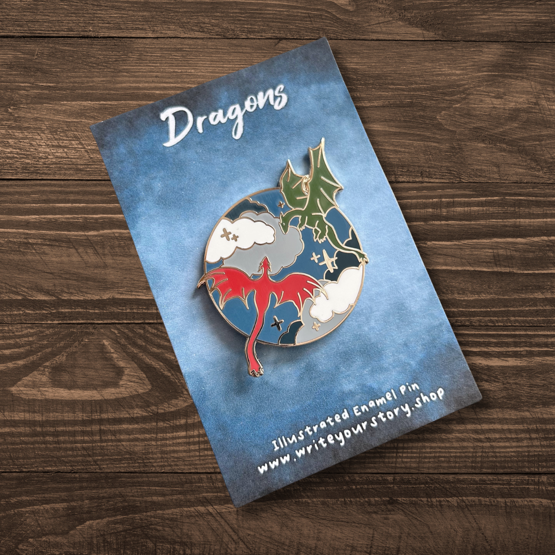Dragon Enamel Pin - Red + Green