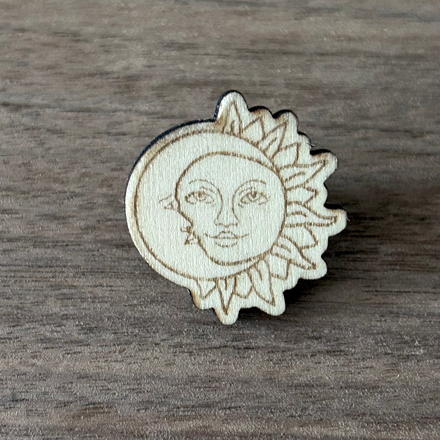 Sun/Moon Wooden Pin