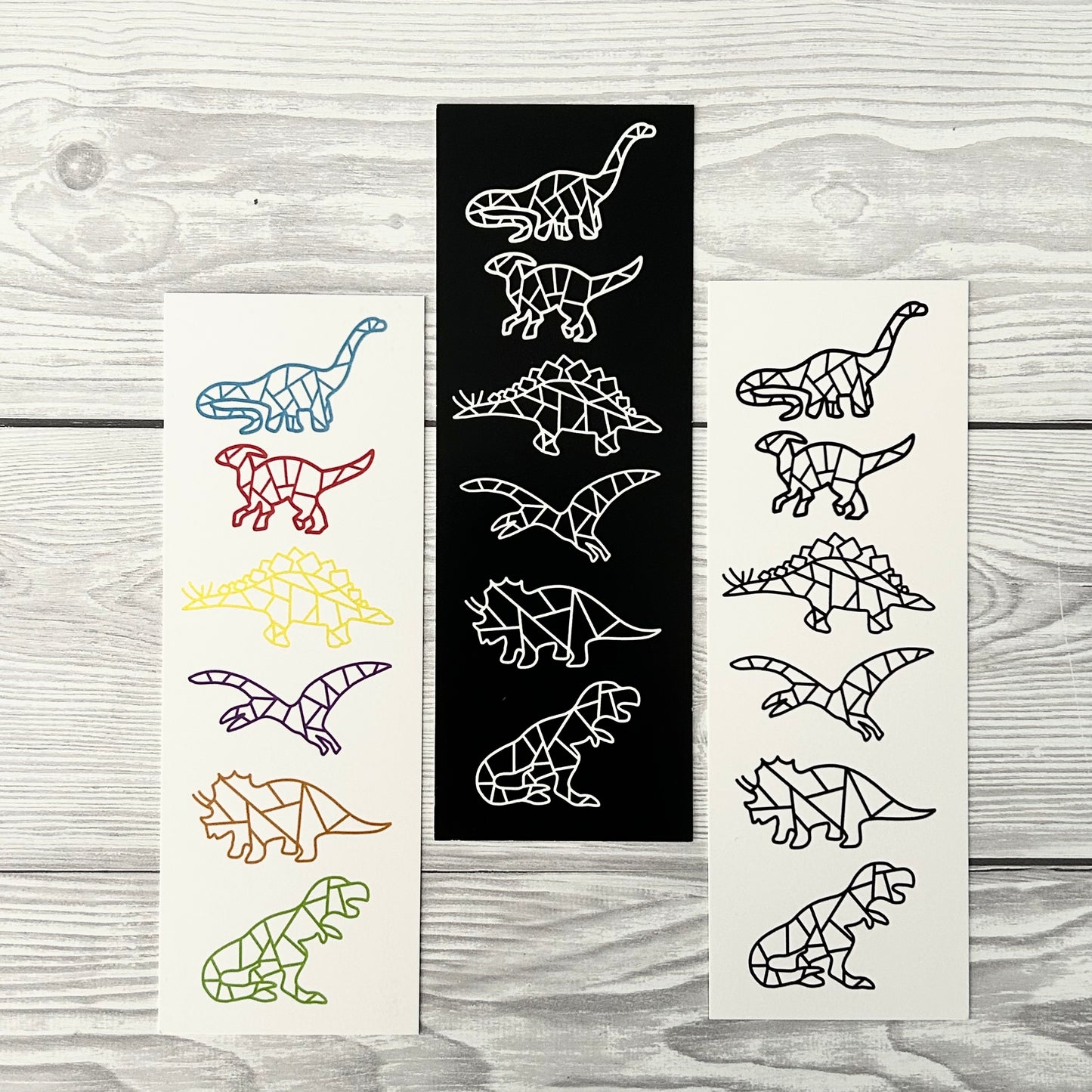 Geometric Dinosaur Bookmark Set