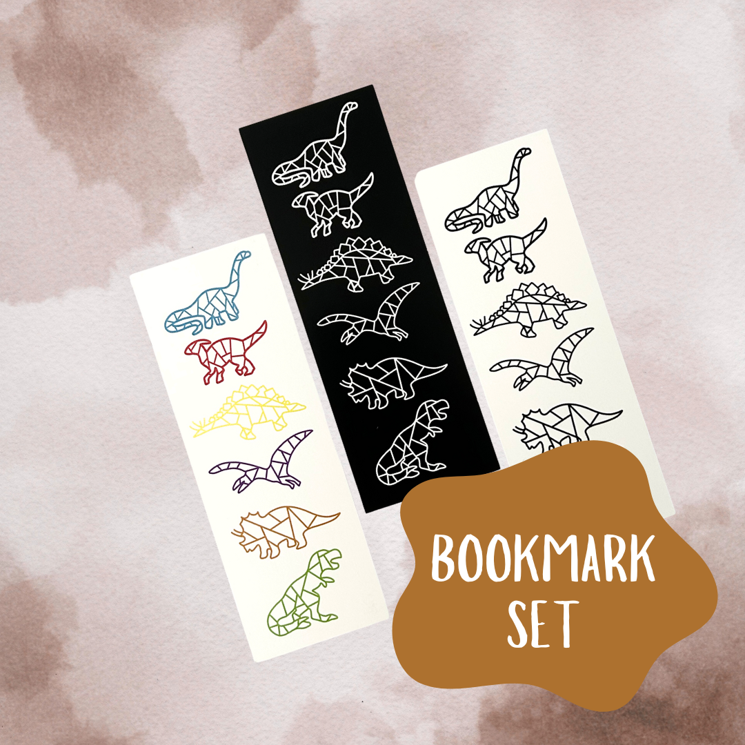 Geometric Dinosaur Bookmark Set
