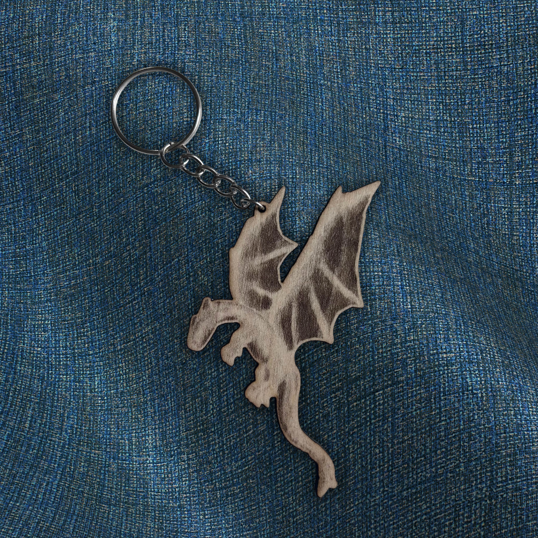 Wooden Dragon Keychain 2
