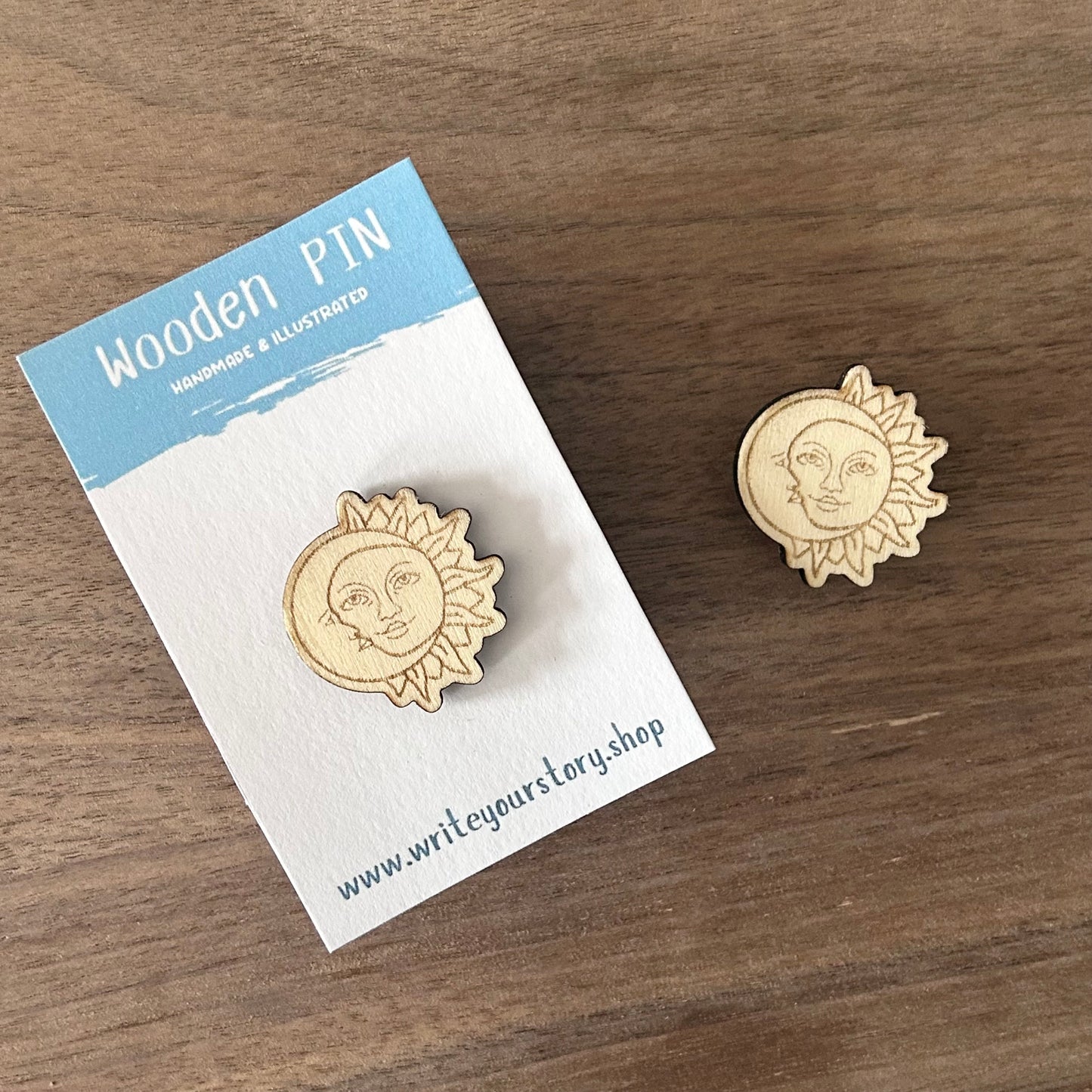 Sun/Moon Wooden Pin