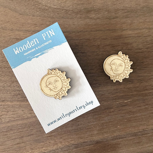 Sun/Moon Wooden Pin